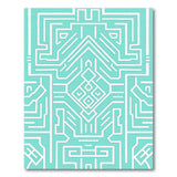 Teal Geometric Maze Labyrinth Rug