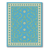 Teal Blue Daisy Vine Floral Area Rug