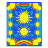 Vibrant Yellow Suns Rainbow Kids Area Rug