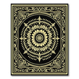 Ornate Black Gold Sunflower Mandala Rug