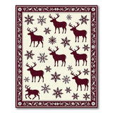 Winter Deer Silhouette Snowflake Cream Rug