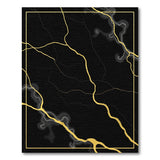 Golden Kintsugi Crack Black Area Rug