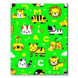 Whimsical Green Cartoon Animals Alphabet Kids Rug