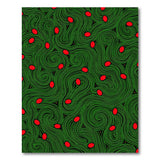 Swirling Green Waves with Red Oval Pods Area Rug