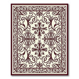 Ornate Maroon Floral on Cream Area Rug