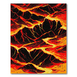Retro Pixel Volcano Lava Flow Area Rug