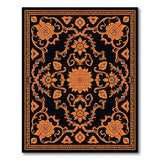 Orange Floral Vintage Black Area Rug