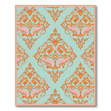 Teal Orange Ornate Persian Motif Area Rug