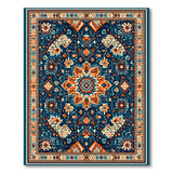 Navy Blue Persian Star Medallion Area Rug