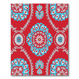 Vibrant Red Turquoise Mandala Floral Rug