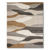 Modern Abstract Wave Neutral Area Rug
