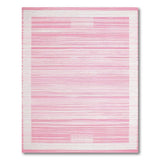 Pink Striped Area Rug with White Border