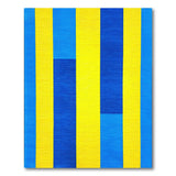 Vibrant Yellow Blue Vertical Stripe Area Rug