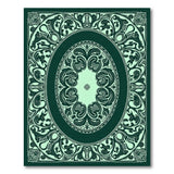 Ornate Teal Green Floral Medallion Rug