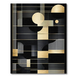 Gold Black Geometric Abstract Area Rug