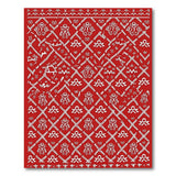 Red Heritage Tribal Area Rug with Ancient Symbols