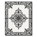 Black and White Ornate Black White Floral Medallion Rug