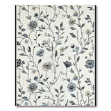 Navy Blue Floral Vine Ivory Area Rug