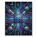Neon Circuit Blue Area Rug