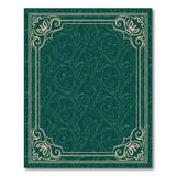 Ornate Green Vine Floral Area Rug with Gold Border