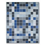 Modern Geometric Blue Grey Patchwork Area Rug