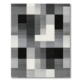 Black White Geometric Block Black and White Area Rug