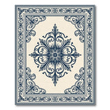 Ornate Navy Blue Medallion Area Rug