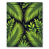 Vibrant Green Palm Fronds Area Rug on Black