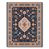 Navy and Terracotta Persian Medallion Area Rug