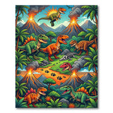 ODIKA Washable Dinosaur Kids Rug - Colorful Prehistoric Play Mat for Playroom & Bedroom