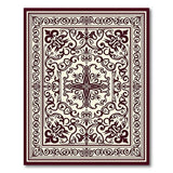 Ornate Maroon Fleur-de-Lis Area Rug
