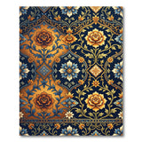 Navy Persian Floral Area Rug with Rose Vines