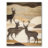 Geometric Deer Mountain Landscape Area Rug