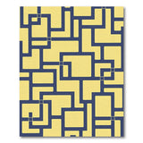 Yellow Navy Geometric Maze Area Rug