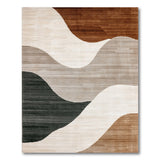 Beige and Neutral Wavy Beige Grey Abstract Area Rug