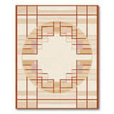 Modern Geometric Cream Rug with Terracotta Grid