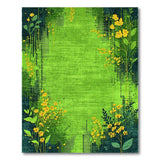 Emerald Green Dripping Yellow Floral Area Rug