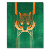 Geometric Tiger Face Area Rug - Green Orange