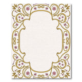 Ornate Gold Pink Floral Frame Area Rug