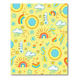 Playful Weather Doodles Yellow Kids Cartoon Rug