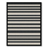 Geometric Modern Black White Striped Woven Area Rug