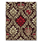 Regal Baroque Crown Area Rug in Burgundy Gold