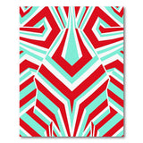 Bold Red Teal Geometric Abstract Area Rug