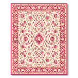 Ivory Pink Floral Traditional Persian Rug
