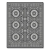 Intricate Black White Geometric Floral Area Rug