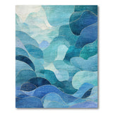 Teal Blue Abstract Wave Layers Area Rug