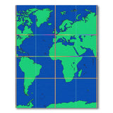 World Map Blue Grid Area Rug