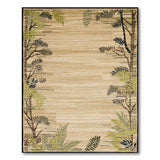 Beige Area Rug with Green Fern Border