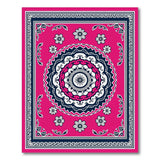 Vibrant Pink Mandala Persian Rug with Navy Borders