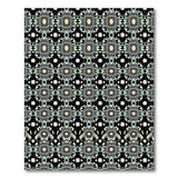 Modern Black Geometric Floral Rug with Teal Gold